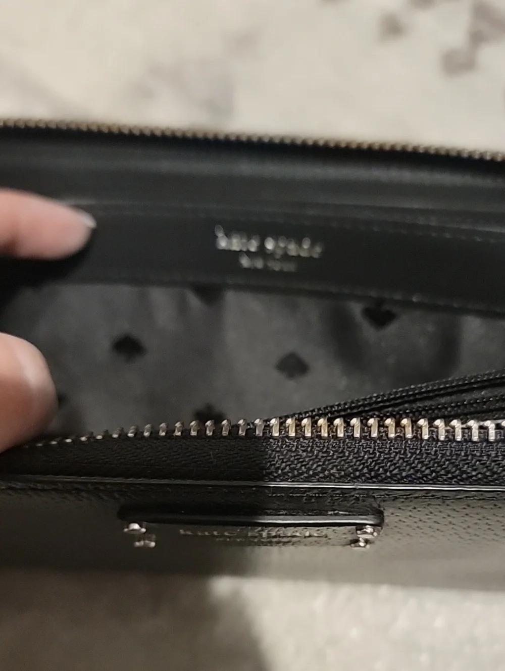 kate spade Black Leather Zip-Around Wallet